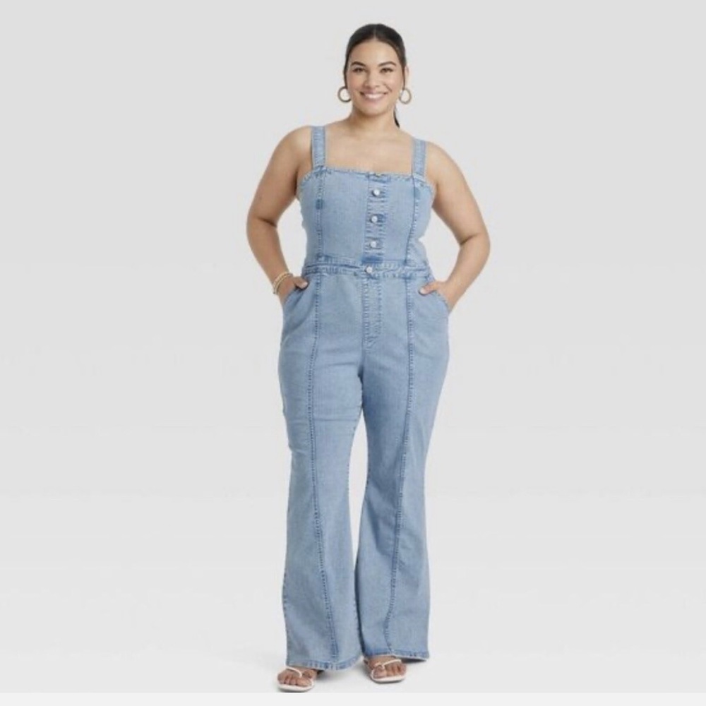 Ava & Viv Women's Denim Flare overalls - Picture 5 of 5